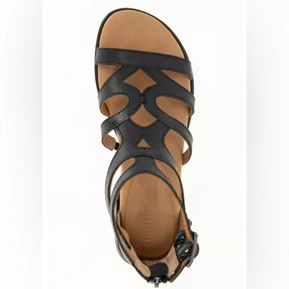 NWOB Gentle Souls by Kenneth Cole Women's Hallie Flat Black Leather Sandals 7.5 - Picture 2 of 12